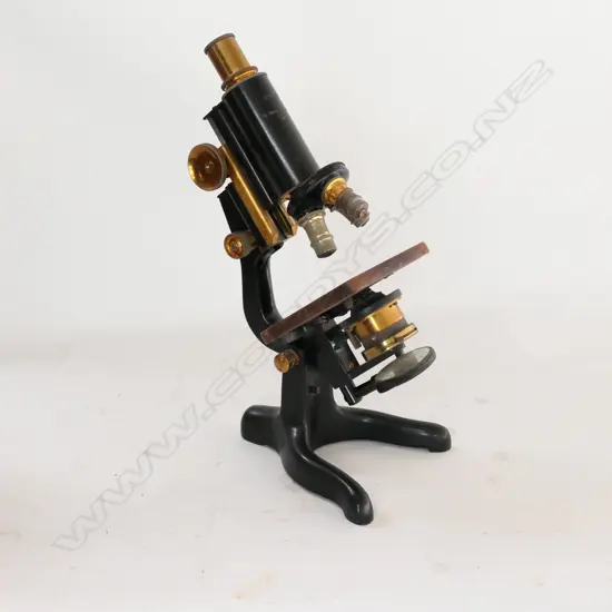 BLACK FINISHED STEEL & BRASS 'SERVICE' MICROSCOPE by W. WATSON & SON LTD., No.40778, IN BOX (NOT ORIGINAL)